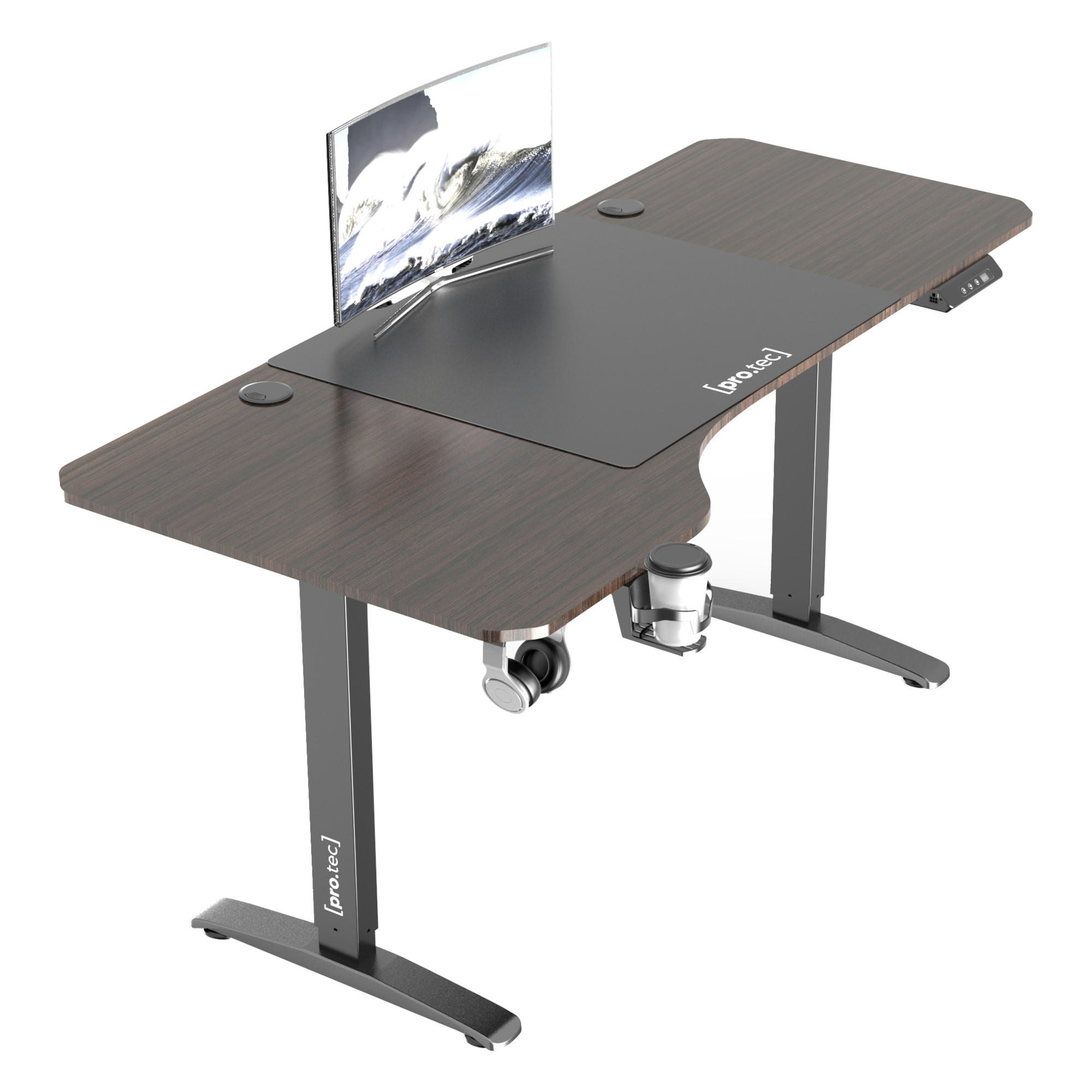 COMPUTERTISCH Oxnard - Walnussfarben/Schwarz, Holzwerkstoff/Metall (75/159/119cm) - pro.tec