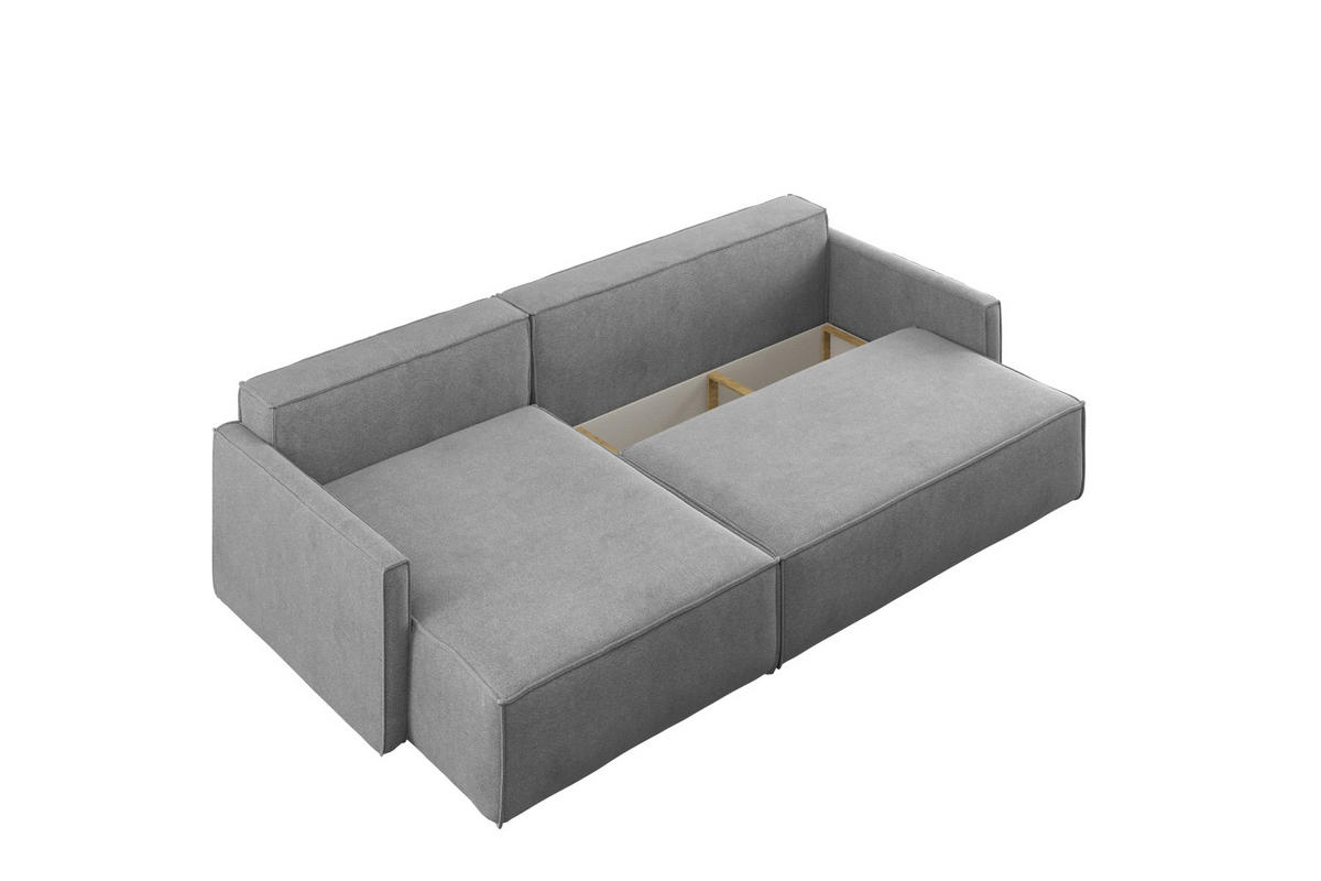 SCHLAFSOFA Carlos L-Form, Ecksofa Mit Bettkasten Und Schlaffunktion Stoff Salvador Rechts Grau - Grau, Holz/Textil (250/83/142cm) - Kaiser Möbel