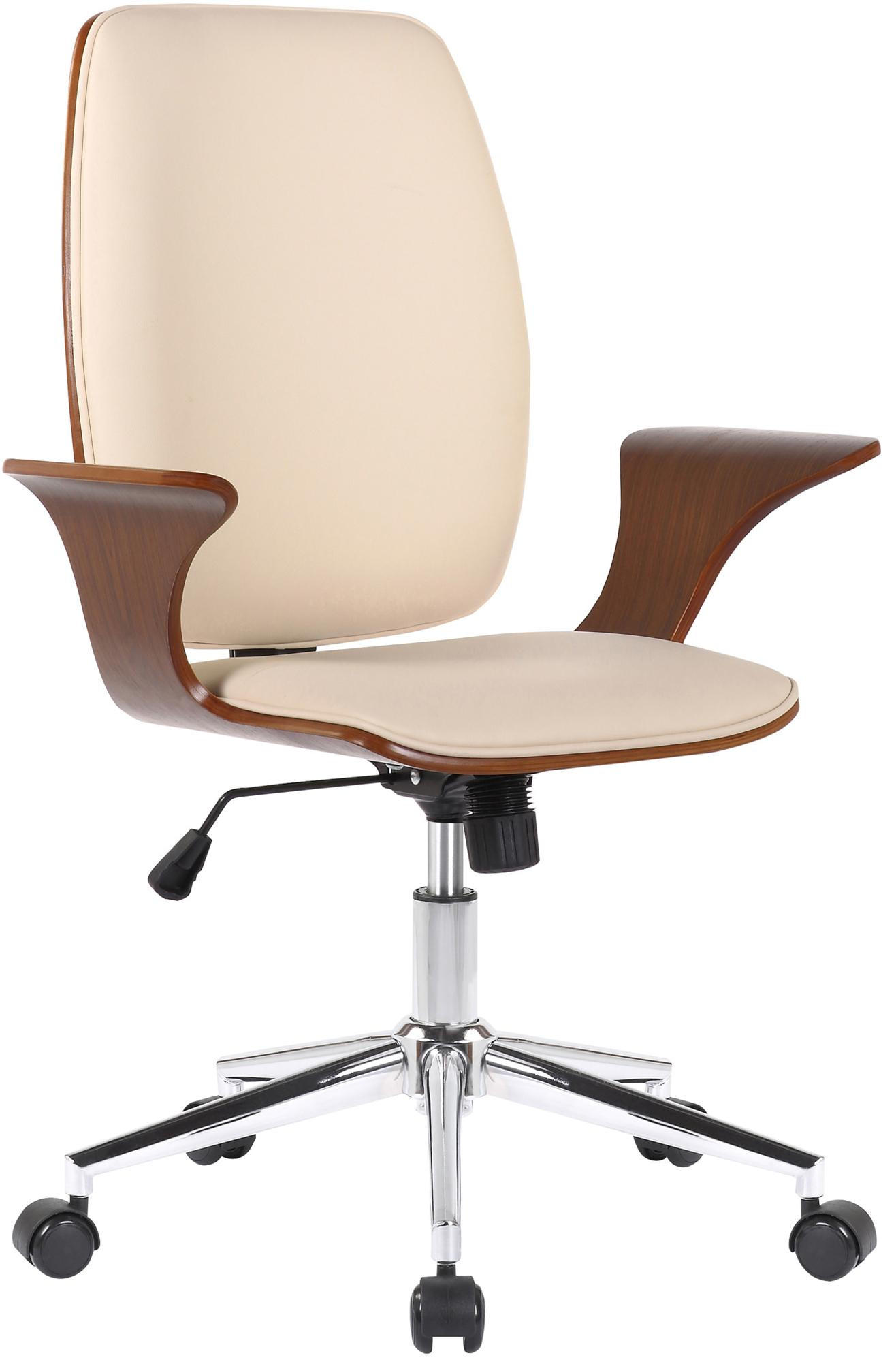 DREHSTUHL Lederlook walnuss/creme - Chromfarben/Walnussfarben, Textil/Metall (67/93/68cm) - CLP