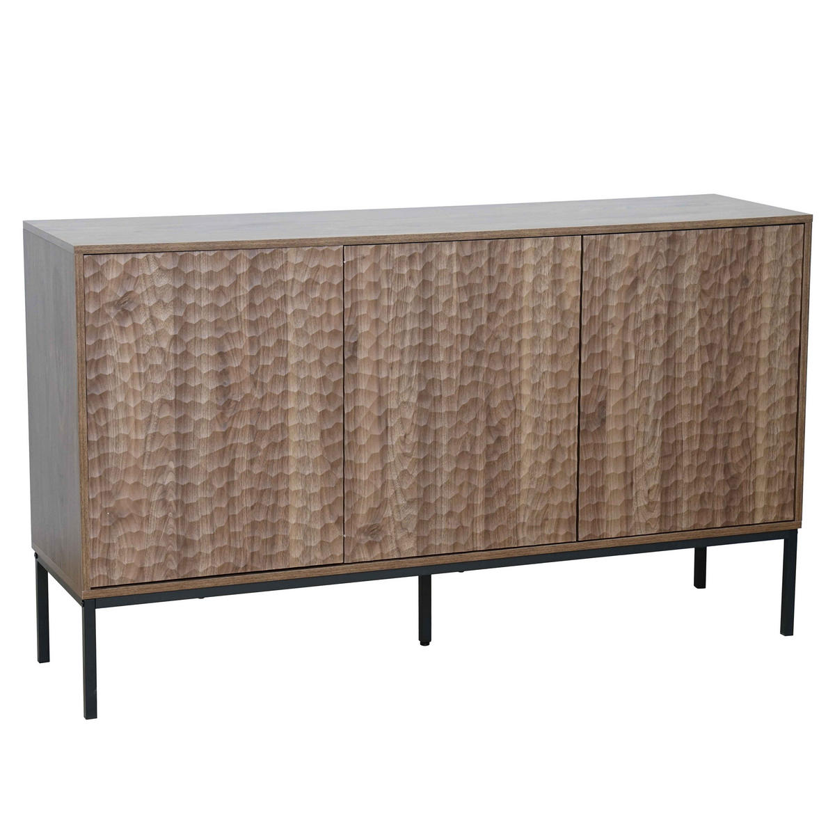 SIDEBOARD, dunkles Holzeffekt - Braun, Holz (40/85/147cm) - Oviala