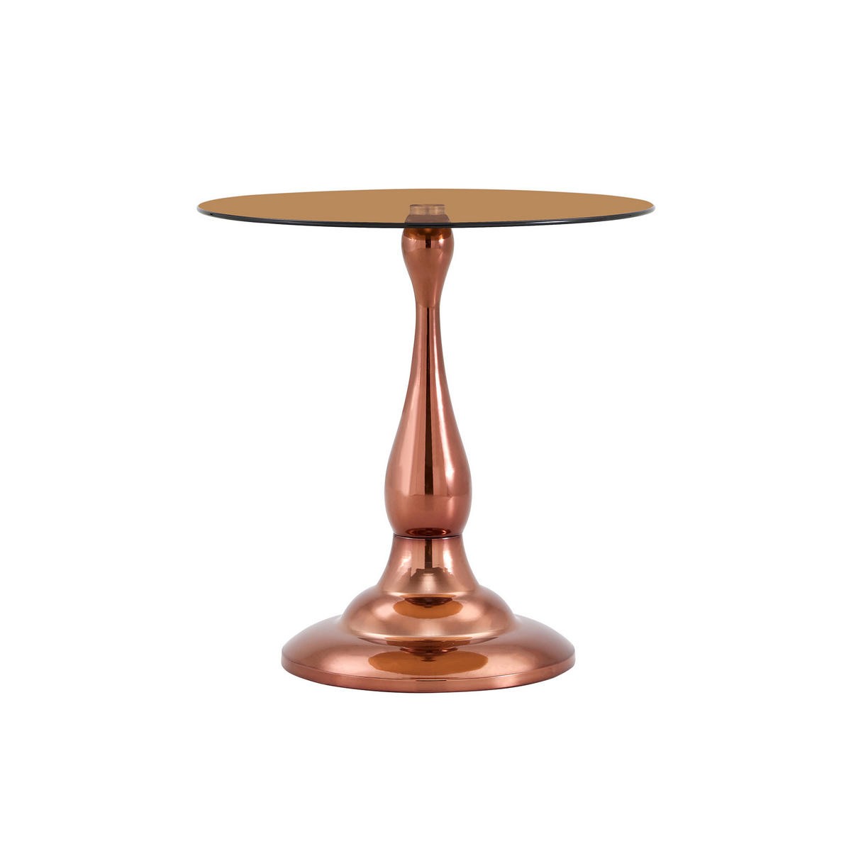 BEISTELLTISCH rund Braun Sicherheitsglas/Metall 50/50/51,5 cm - Braun, Glas/Metall (50/50/51.5cm)