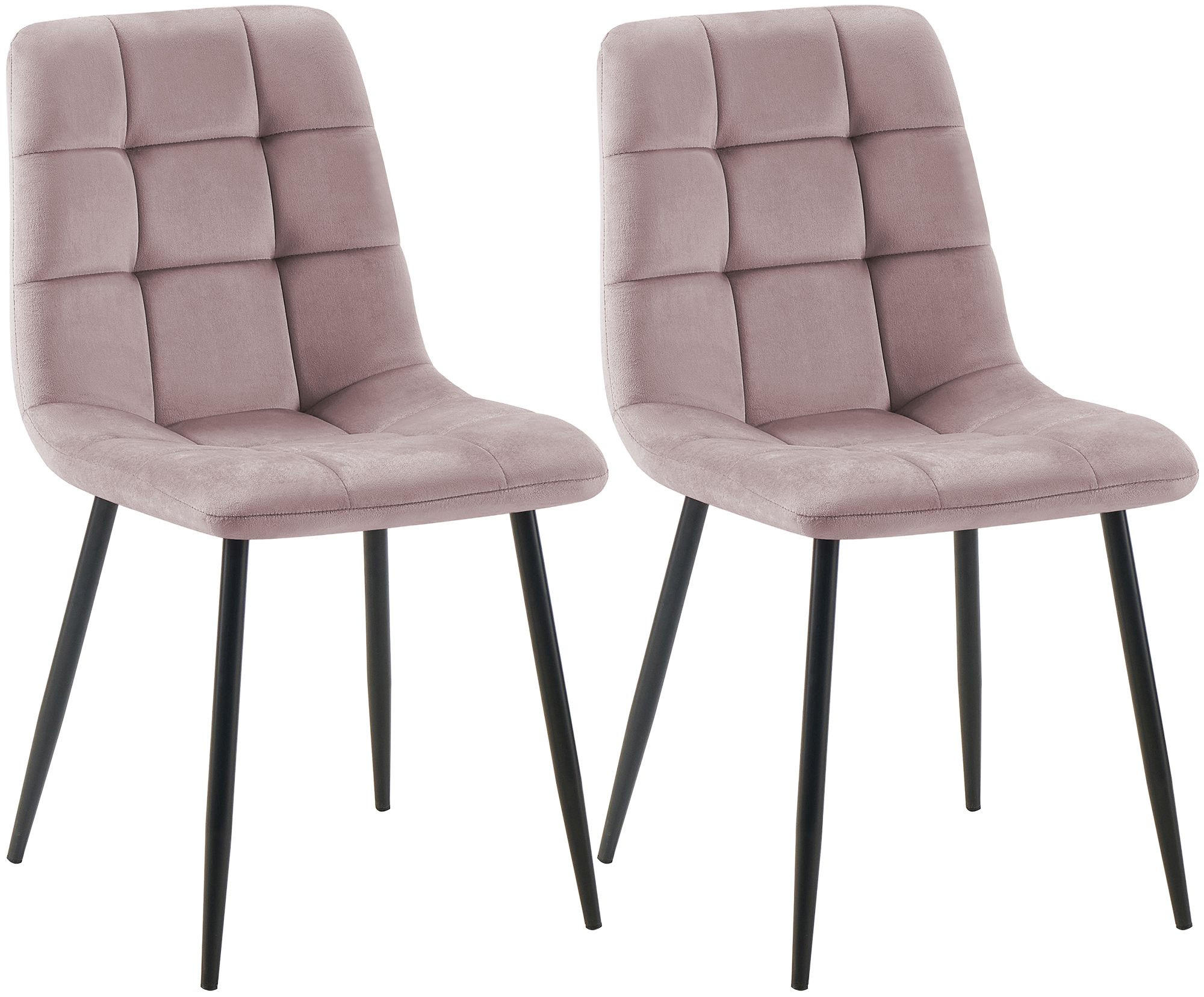 STUHL 2er Set Samt Pink - Pink/Schwarz, Textil/Metall (45/84/55cm) - CLP