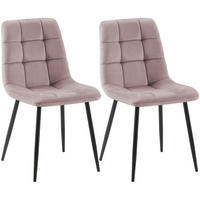 STUHL 2 Samt Pink - Pink/Schwarz, Textil/Metall (45/84/55cm) - CLP