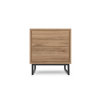 NACHTTISCH Genua Eiche, Schwarz Gestell, mit Schubladen - Schwarz/Braun, Holzwerkstoff (43/48/34cm) - Bettso