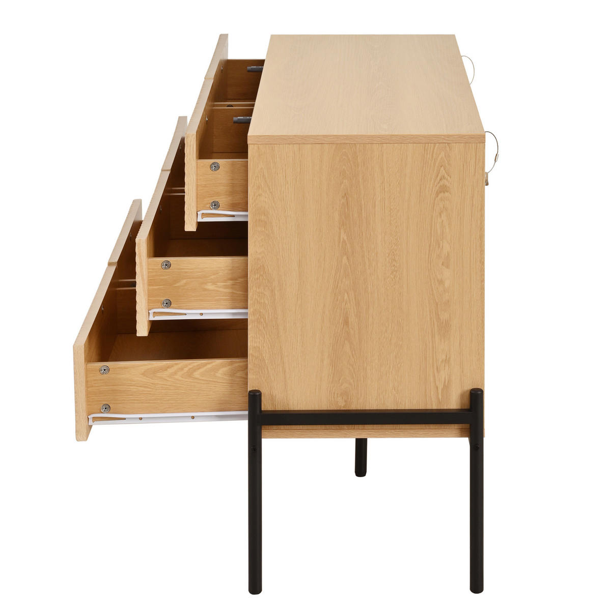 KOMMODE aus MDF 115,5x38x75cm in Natur mit 6 Schubladen - Naturfarben, Holzwerkstoff (115.5/75/38cm) - Modfu