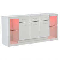 SIDEBOARD DE-37814 mit LED-Beleuchtung und 3 Schubladen Weiß - Weiß, Holzwerkstoff (160/75/40cm) - ComfortXL