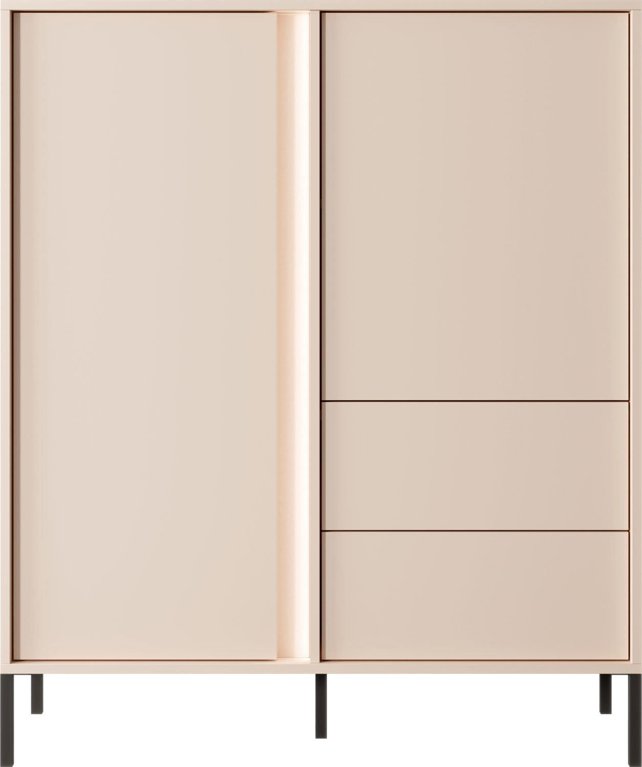 HIGHBOARD Donna in Beige 103/123/40 cm - Beige/Schwarz, Holzwerkstoff/Metall (103.3/123.4/39.5cm) - WFL GROUP