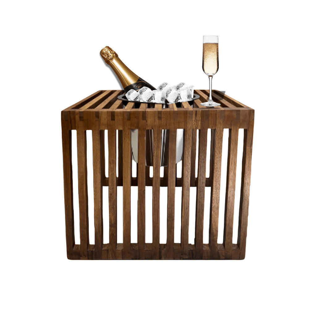 BEISTELLTISCH MIT EDELSTAHL-KÜHLER Mykonos braun 40 cm - Braun, Holz (40/40/40cm) - COOTAB Cooler Table