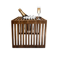 BEISTELLTISCH MIT EDELSTAHL-KÜHLER Mykonos braun 40 cm - Braun, Holz (40/40/40cm) - COOTAB Cooler Table