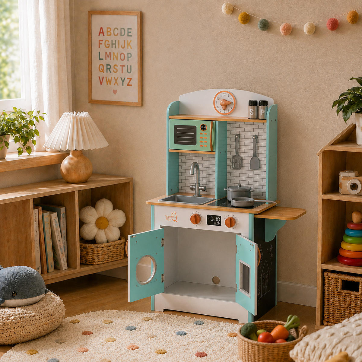 KINDERKÜCHE aus Holz, 92 cm - Multicolor, Holz (62.2/29.2/92.1cm) - Teamson Kids