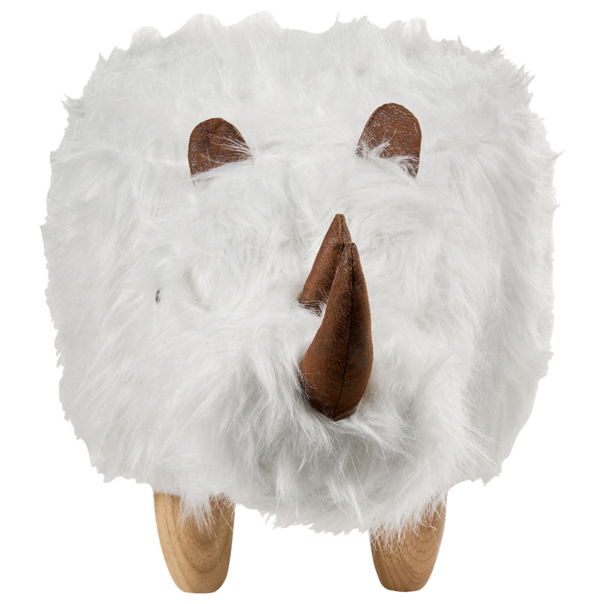 TIERHOCKER Sandbeige Woolly - Weiß/Braun, Kunststoff (66/37/36cm) - Beliani