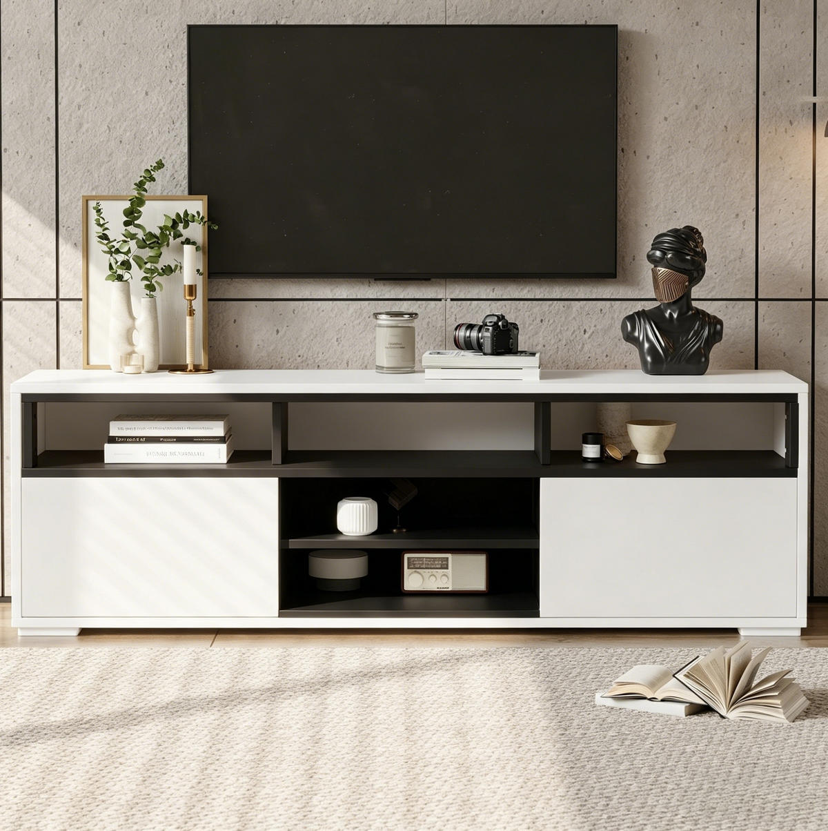 TV-ELEMENT mit LED 150 x 35 x 50 cm Hochglanz Weiß - Weiß, Holzwerkstoff (35/50/150cm) - Beauniv