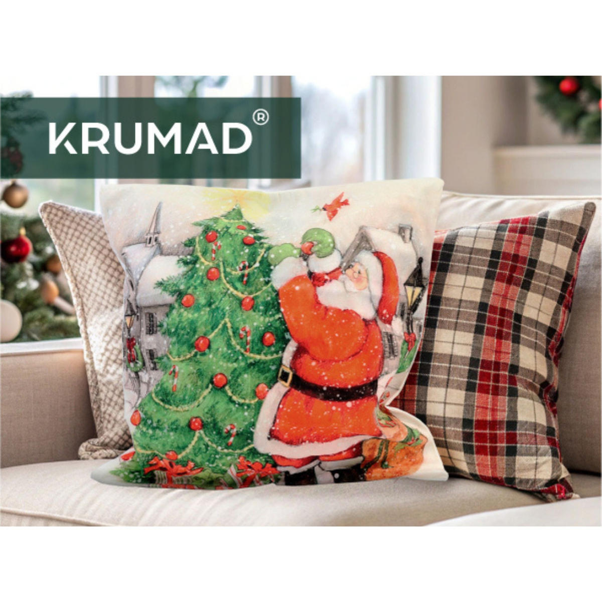 KISSENBEZUG Weihnachts Dekokissenbezug 44x44cm - Grau, Textil (45/45cm) - KRUMAD