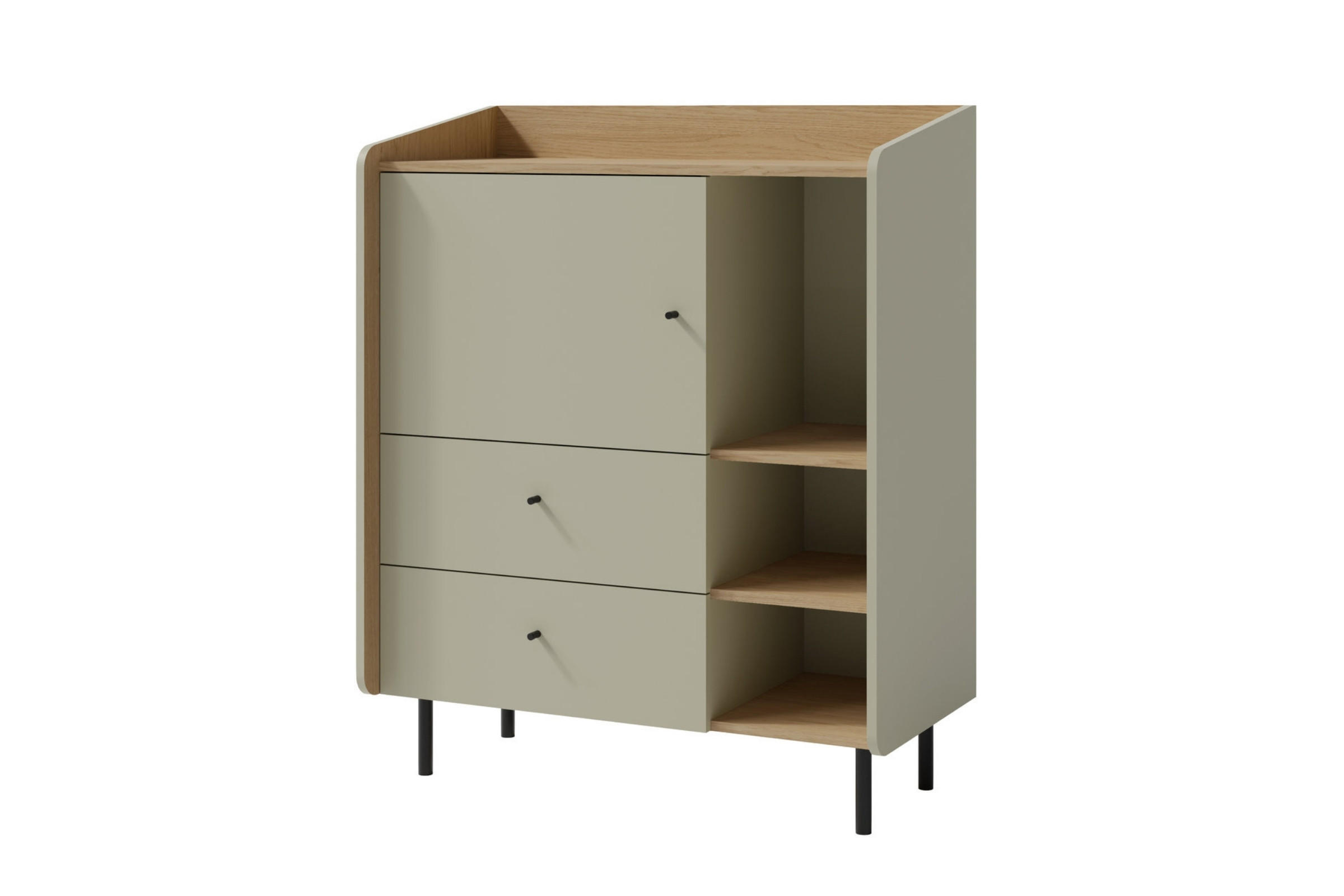 KINDERKOMMODE ALBI 09 95/42/115 in Eukalyptus / Baltic Düne Eiche - Alteiche/Eukalyptusholzfarben, Holzwerkstoff (95/115/42cm) - Deine Möbel 24