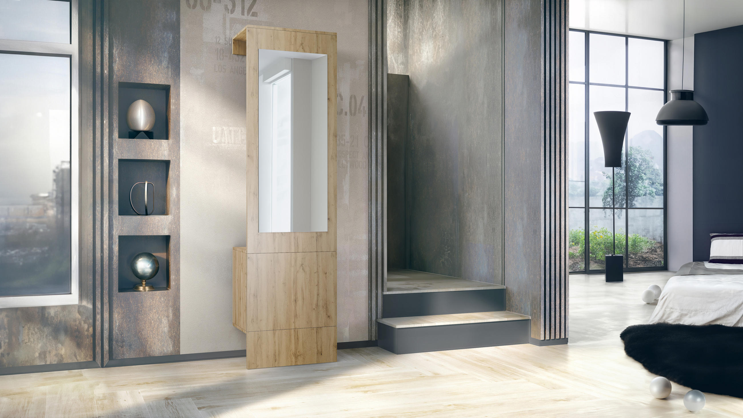 GARDEROBE Carlton Eiche Evoke - Eiche San Remo, Holzwerkstoff (52/193/35cm) - Vladon