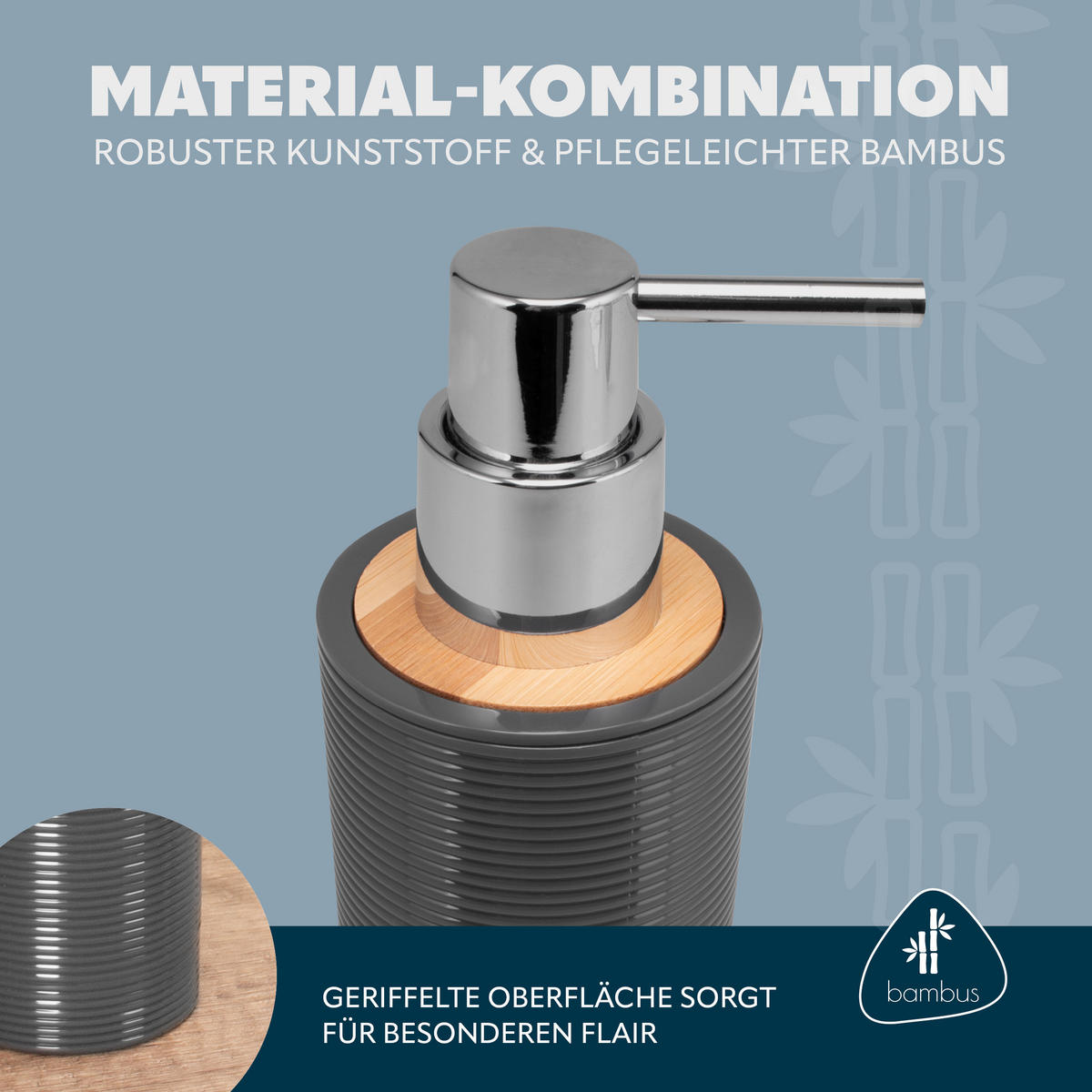 SEIFENSPENDER 340 ml, grau - Grau, Kunststoff (6/20.5/6cm) - bremermann