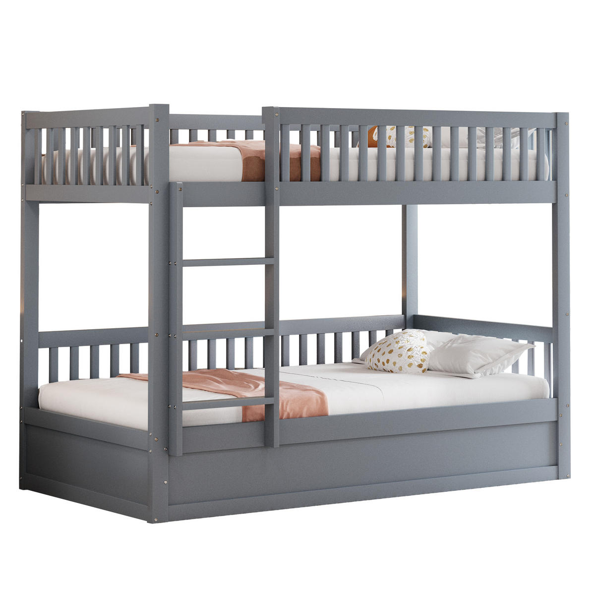 ETAGENBETT 90/200 cm grau aus Holz mit hydraulischem Stauraum - Grau, Holzwerkstoff (90/200cm) - OKWISH