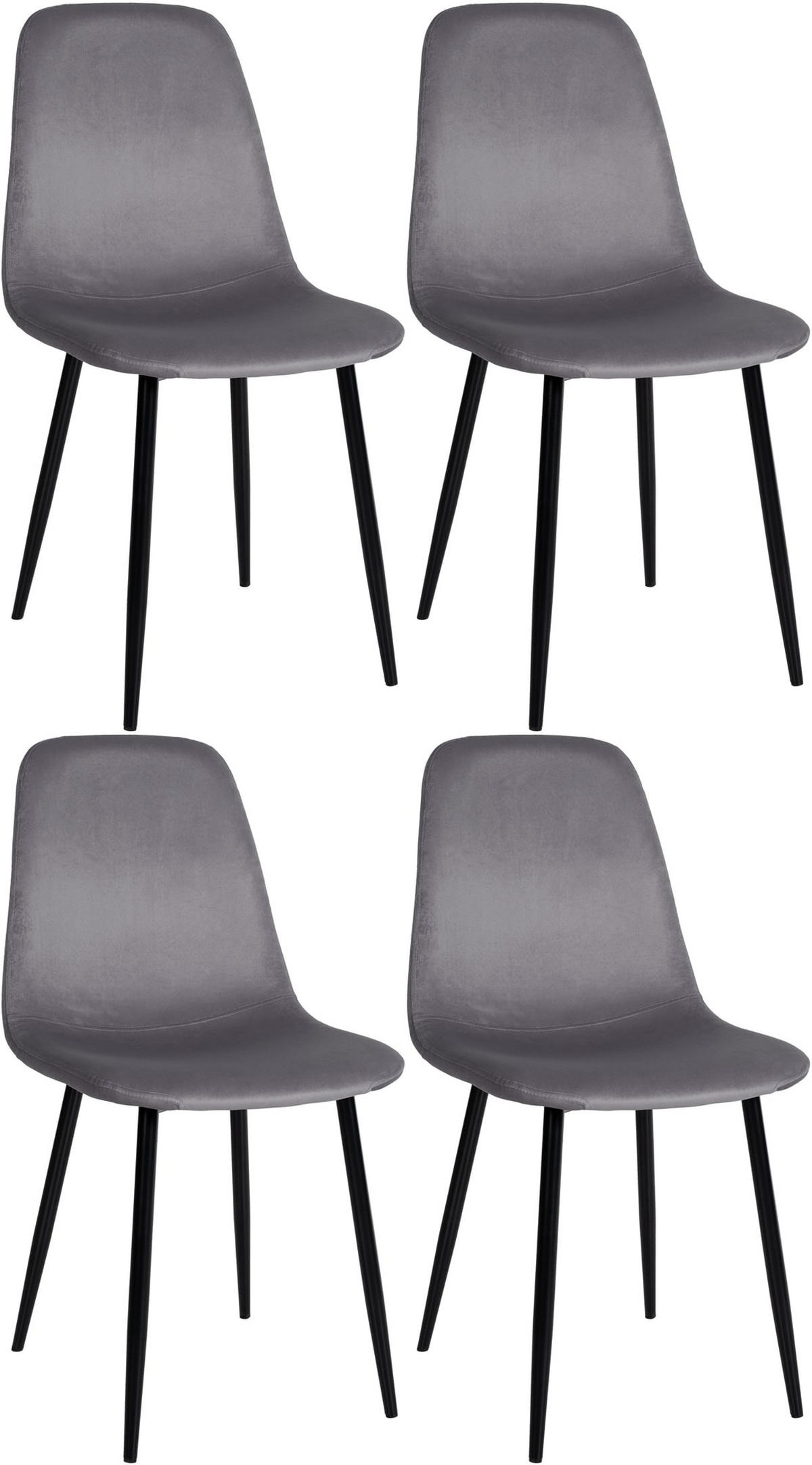 ESSZIMMERSTÜHLE 4er-Set MOVI Dunkelgrau Samt Metall 88x44x51 cm - Dunkelgrau, Metall (44/88/51cm) - DELUKE