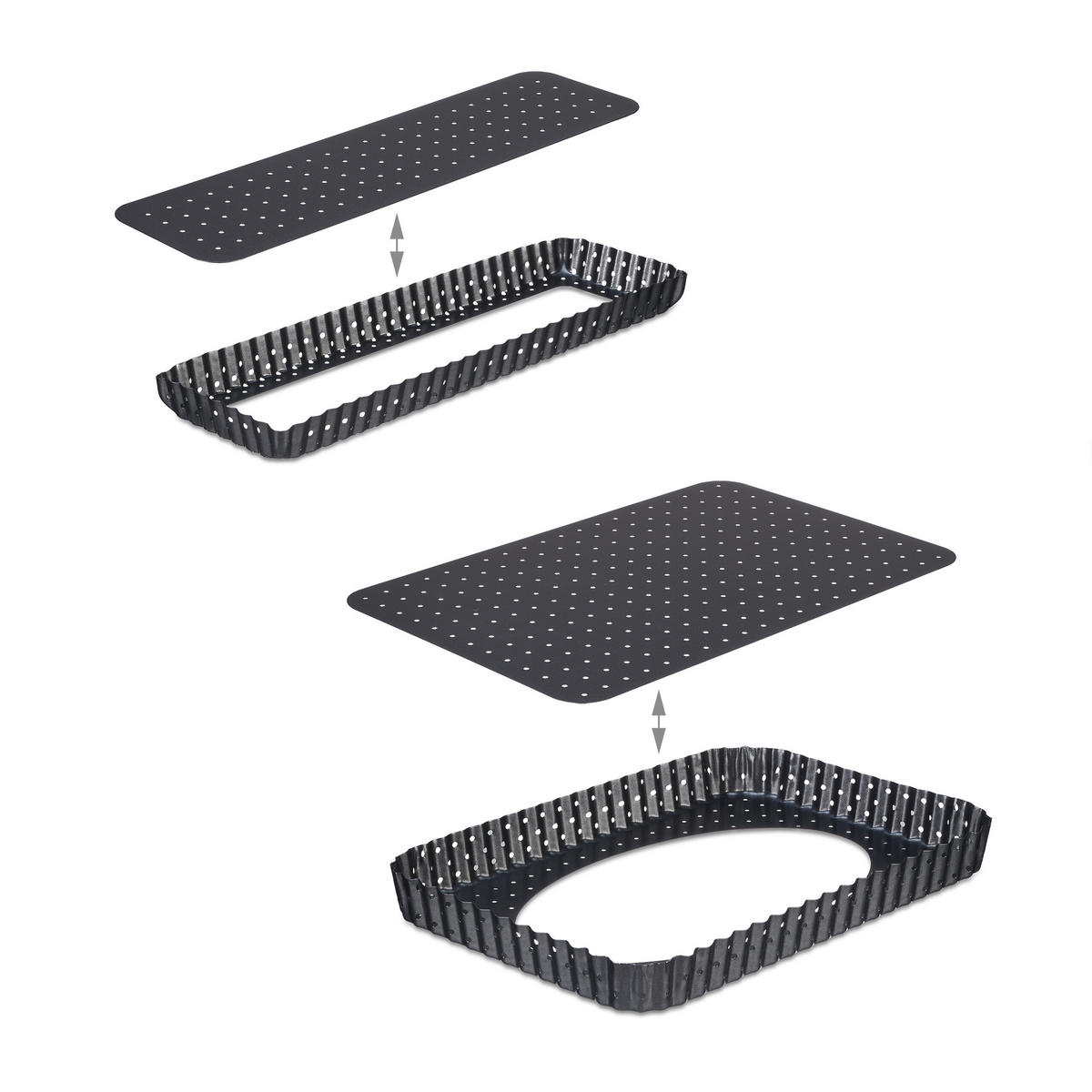 2-DIELNA súprava foriem na tarte - antracitová, kov (31/3/21cm) - Relaxdays