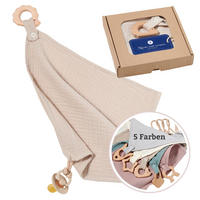 KUSCHELTUCH Schmusetuch Schnullerband Geschenk zur Geburt Babygeschenk Musselin Igel Sand - Beige, Textil (30/1/30cm) - nordic coast company