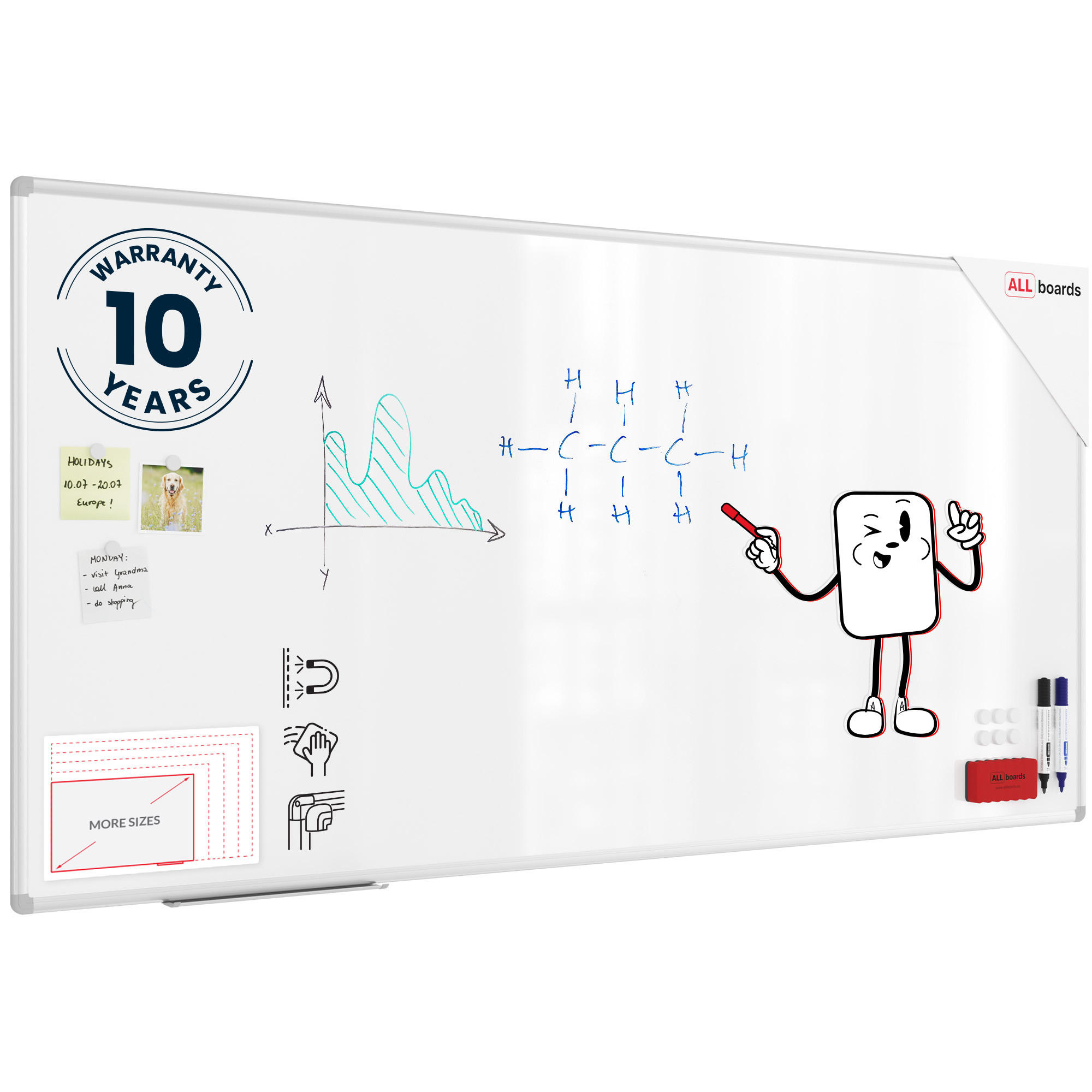 MAGNETISCHES Whiteboard - PREMIUM EXPO Alurahmen 180x90cm - Weiß, Metall (180/90/1.6cm) - ALLboards