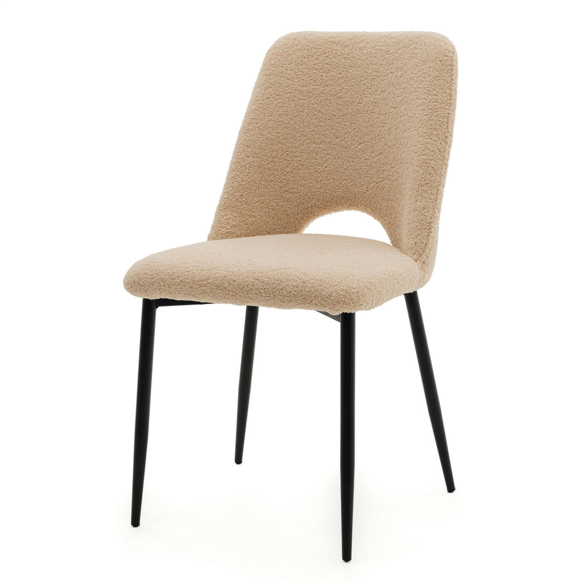 STUHL ORO gepolsterter mit Steppung - beige - Boucle - Beige/Schwarz, Textil/Metall (47/91/55cm) - NEW HOME