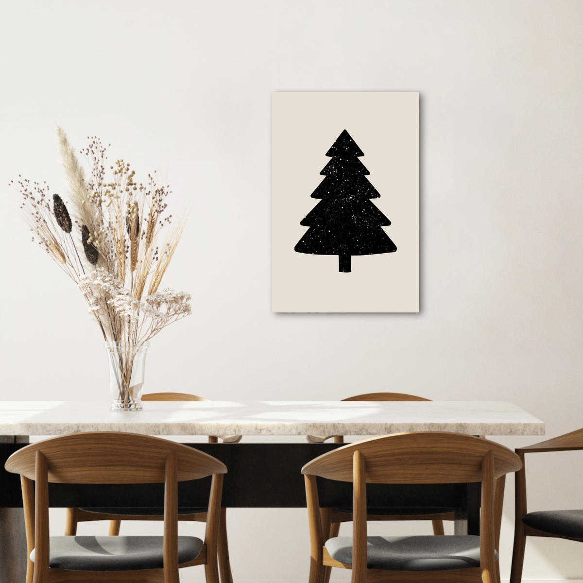 LEINWANDBILD Weihnachtsbaum - Schwarz - Urlaub - Beige 40x60 cm - Schwarz, Textil (40/60cm) - MuchoWow