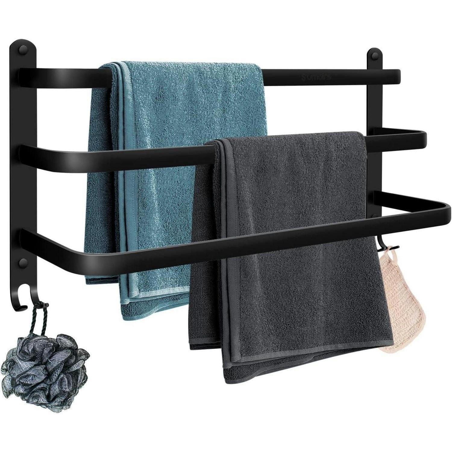 HANDTUCHHALTER Schwarz 60 cm 3-stöckig Wandmontage - Schwarz, Metall (23.5/14/60cm)