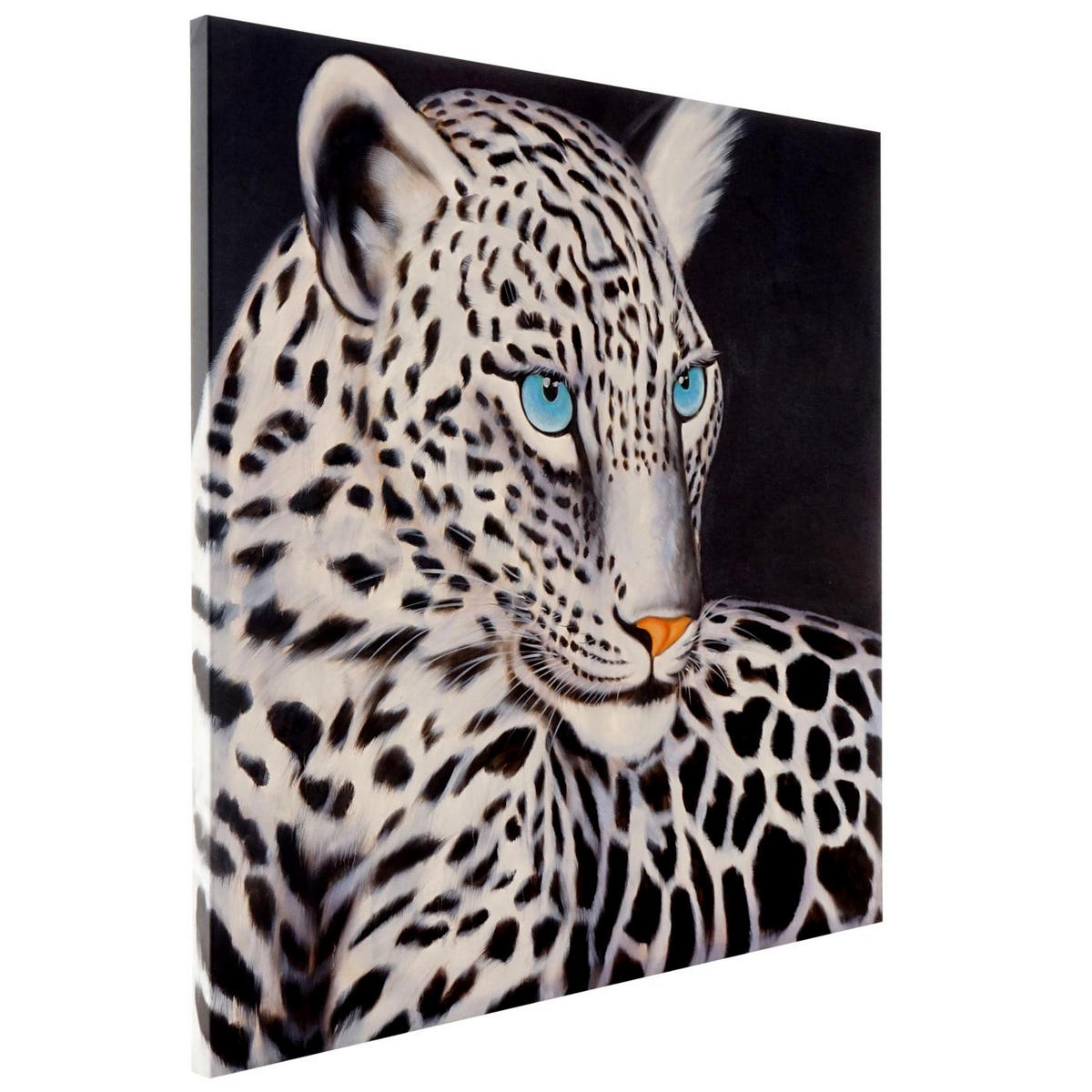 ÖLGEMÄLDE WEIßER LEOPARD HANDGEMALT Multicolor - Multicolor, Textil (100/100cm) - MCW