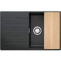 SPÜLBECKEN Kopenhagen, 2-er set Anthrazit 78/50 cm 1 Becken + Ablauf-Set + Schneidebrett ab 50er Unterschrank - Chromfarben/Anthrazit, Kunststoff (78/20/50cm) - Primagran