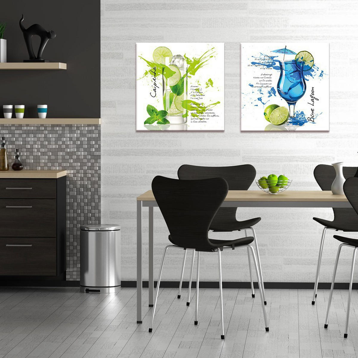 GLASBILD 50x50 cm Küche Cocktail grün - Weiß, Glas (50/50cm) - artissimo