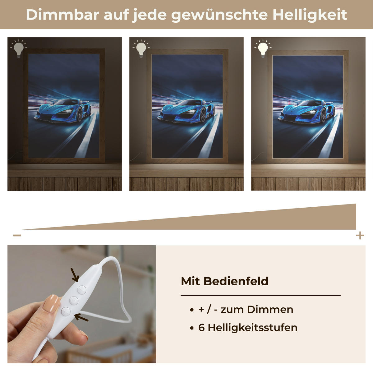 NACHTTISCHLAMPE Auto - Blau - Jungen - Kind 20x30 cm - Blau, Holzwerkstoff (8/20/30cm)