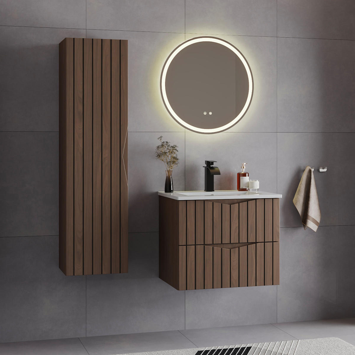 WASCHTISCHUNTERSCHRANK 60cm Siena Holz und Schwarz - Schwarz, Holzwerkstoff (60/50/45.8cm) - Petits-meubles