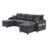 SCHLAFSOFA 4-Sitzer mit Chaiselongues, USB und Stauraum, Dunkelgrau - Dunkelgrau, Textil (272/86/136cm)