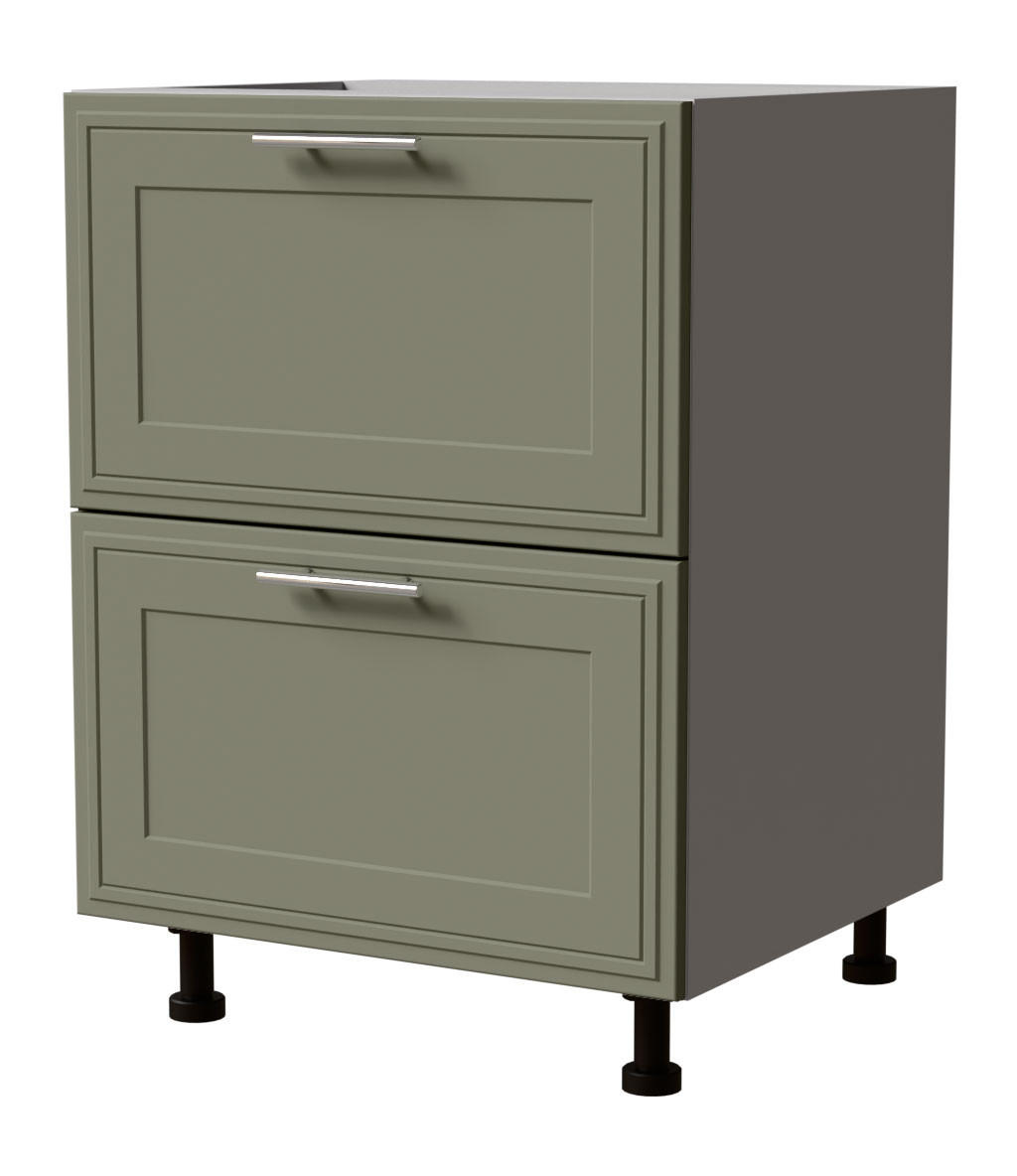 SCHUBLADENUNTERSCHRANK Salo D2/60 Grau / Reed Green Matt 60 / 50 / 82cm - REJS Vollauszug - Grau/Grün, Holz/Holzwerkstoff (60/82/50cm) - Feldmann-Wohnen