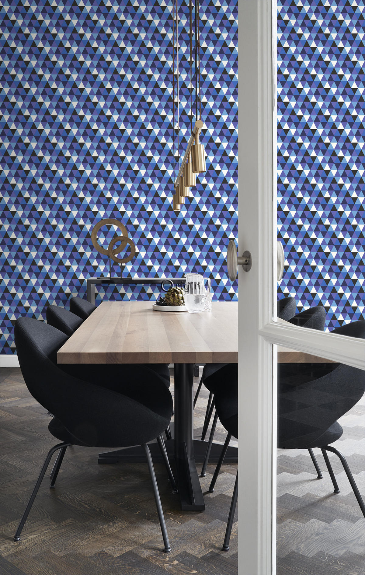 TAPETE grafische Dreiecke 53 cm x 10.05 m - Blau, Papier (53/1000cm) - Origin Wallcoverings