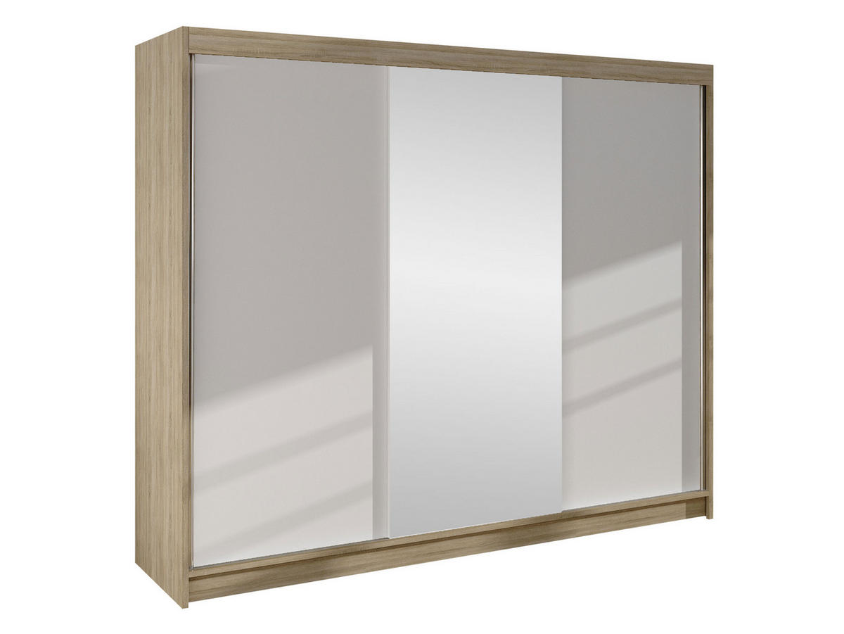 SCHWEBETÜRENSCHRANK Derby I - Naturfarben, Holzwerkstoff/Metall (200/215/58cm) - MIRJAN24
