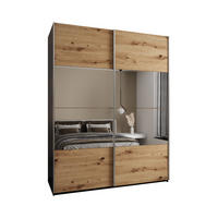 SCHWEBETÜRENSCHRANK 245,5/200/64 2-türig - Silberfarben/Schwarz, Holz/Metall (200/245/64cm) - Abiks Möbel