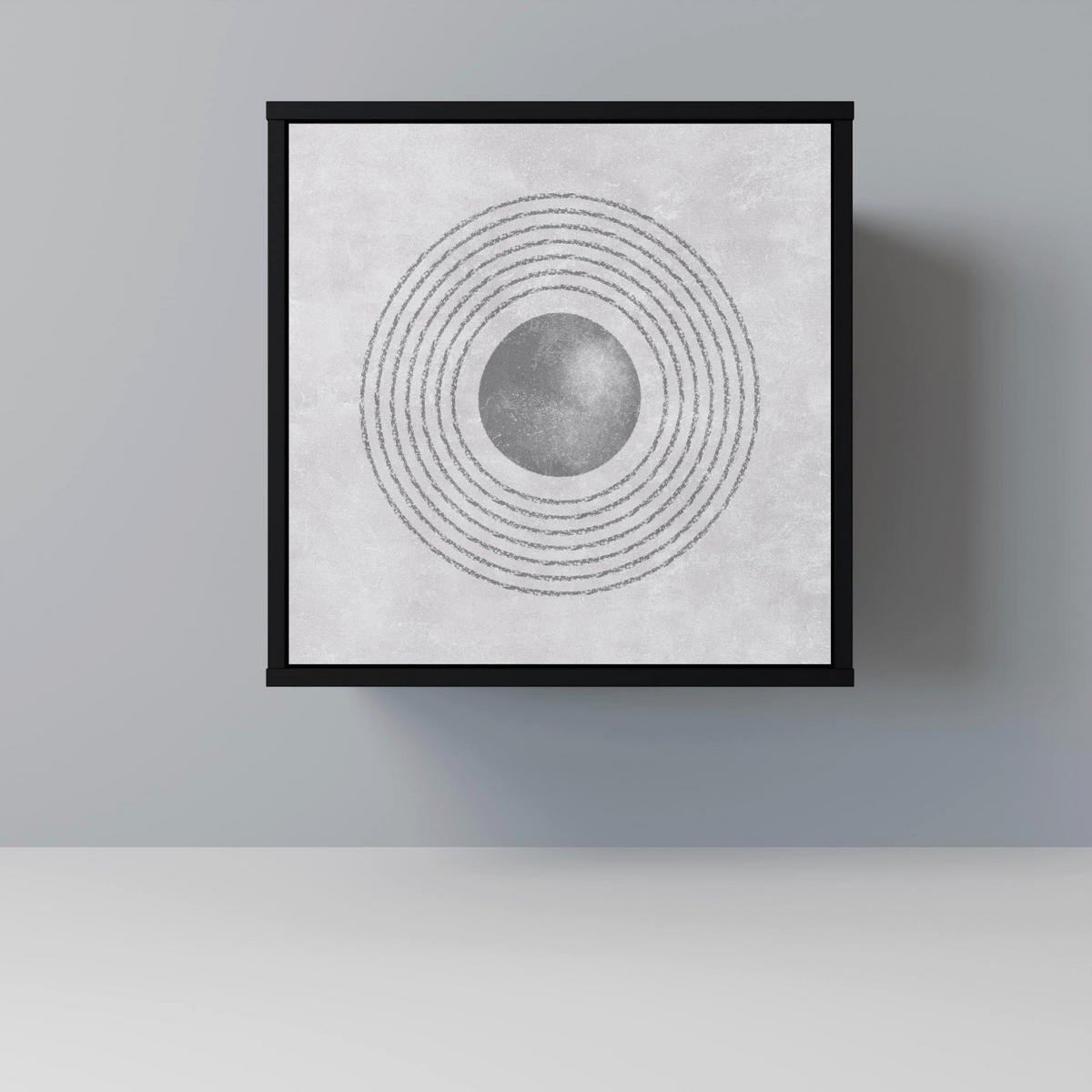 SIDEBOARD SOLID CIRCLES, Schwarz, 57,5x42x75,5 cm, Goldfarbene Metallfüße - Goldfarben/Multicolor, Holzwerkstoff/Metall (57.5/75.5/42cm) - SpaceRebels