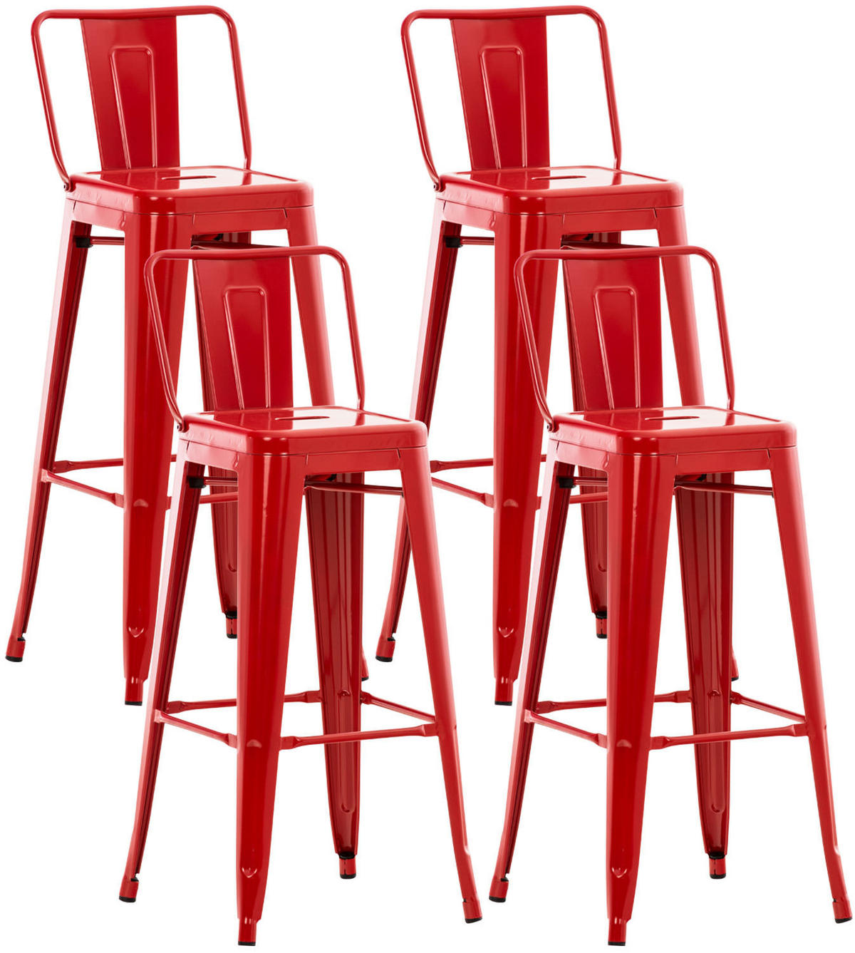 BARHOCKER 4er Set Metall rot - Rot, Metall (44/96/43cm) - CLP
