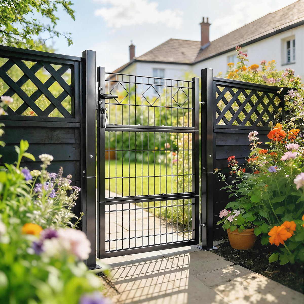 GARTENTOR Verzinktes Metall Dunkelgrau - Dunkelgrau, Metall (6/131cm) - Outsunny