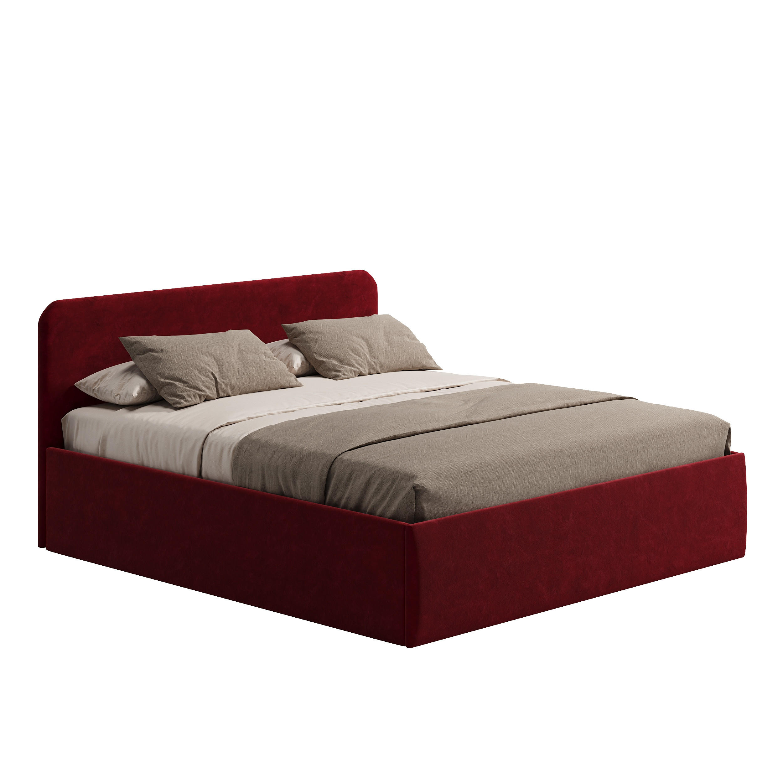 POLSTERBETT 180x200 cm Bonnellfederkernmatratze H2 Microvelours in Bordeauxrot - Bordeaux, Textil (180/200cm) - Home Collective
