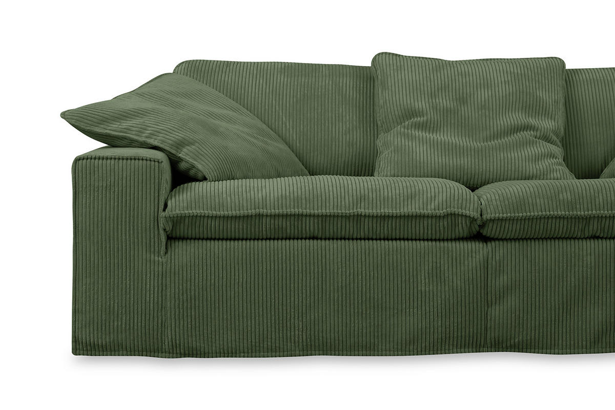 SOFA NETTA Grün Cord - Braun/Grün, Birkenholz/Textil (226/90/116cm) - KAWOLA