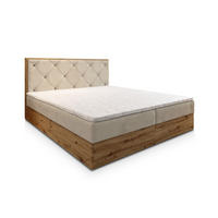 BOXBETT FOSCO 160x200 cm mit Matratze und Topper - Beige - Beige, Holz (160/200cm) - MASSENO