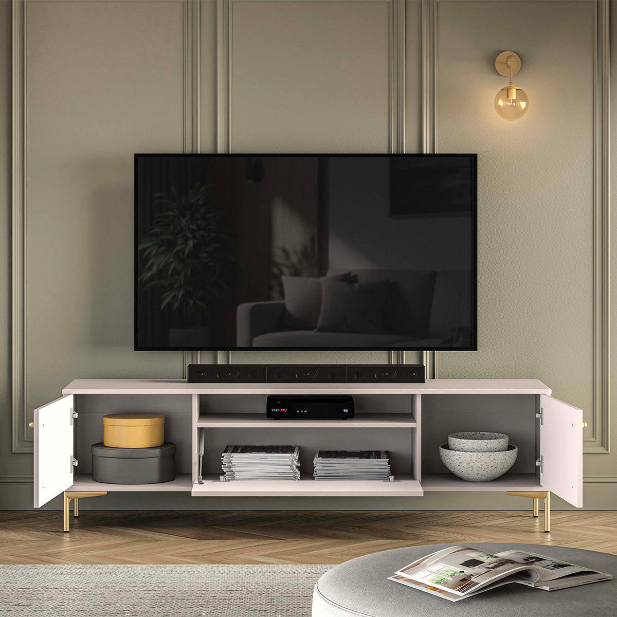 TV OMARICA Sélène Kašmir - kašmir, leseni material (180/53/34cm) - Petits-meubles