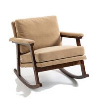 SCHAUKELSTUHL im Mid-Century-Stil mit Holzgestell und Polsterung für Wohnzimmer und Schlafzimmer - Hellbraun, Textil (83/80/73cm) - Kaket