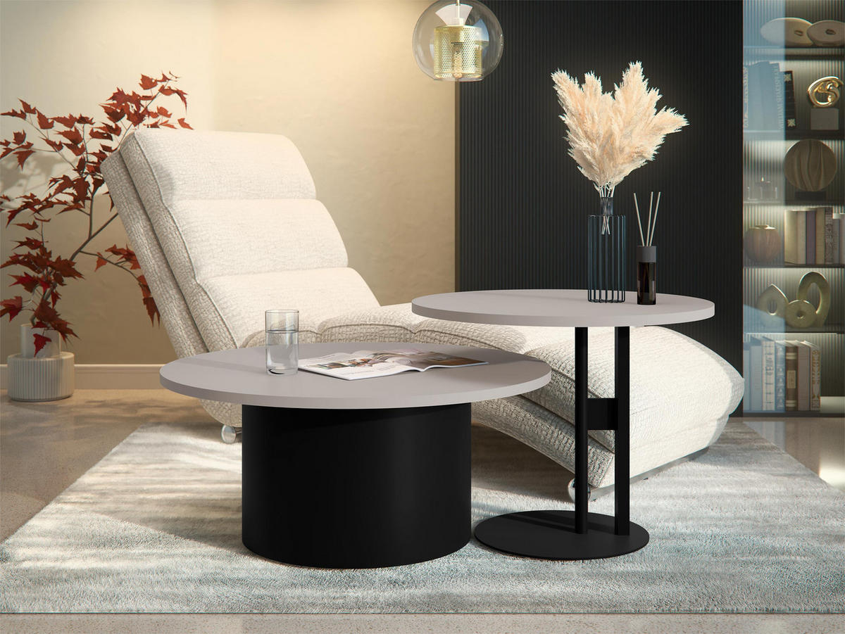 COUCHTISCH-SET Monar - Kaschmir/Schwarz, Holzwerkstoff/Metall (58/58/45cm) - MIRJAN24