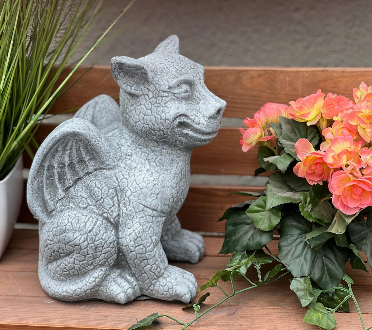 STEINFIGUR Drachen Gargoyle frostfest Steinguss - Grau, Stein (18/28/21cm) - stoneandstyle