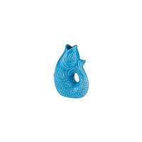 VASE Monsieur Carafon XS, Fisch-Form, Steingut, Lagoon, 13 cm - Blau, Keramik (14cm) - Gift Company