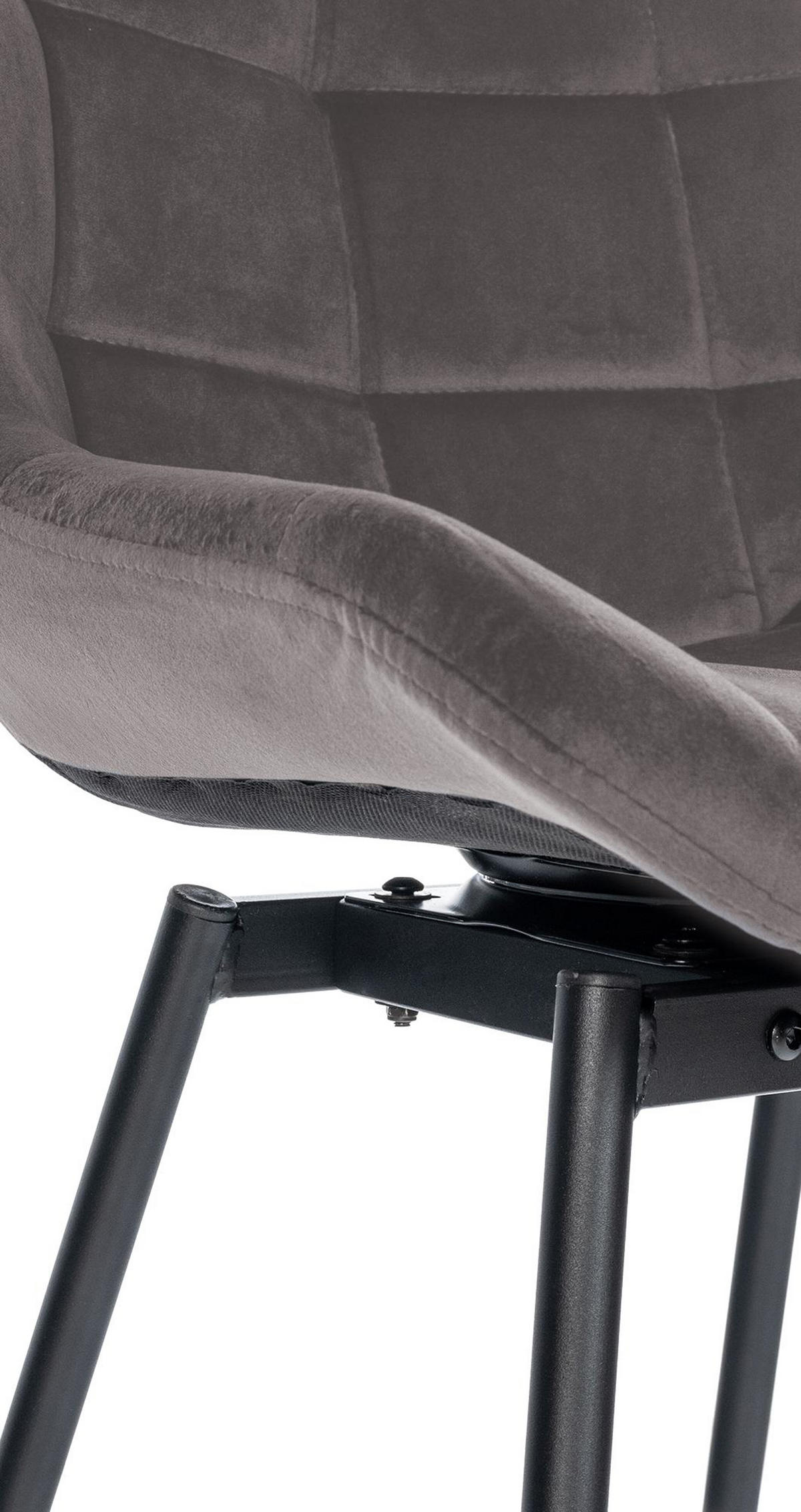 BARHOCKER Welton Schwenkbar Samt grau - Schwarz/Grau, Textil/Metall (49/105/56cm) - TPFLiving